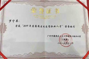 平博（中国）集团罗宁弟董事长荣获“2019年度番禺区成长型企业人才”